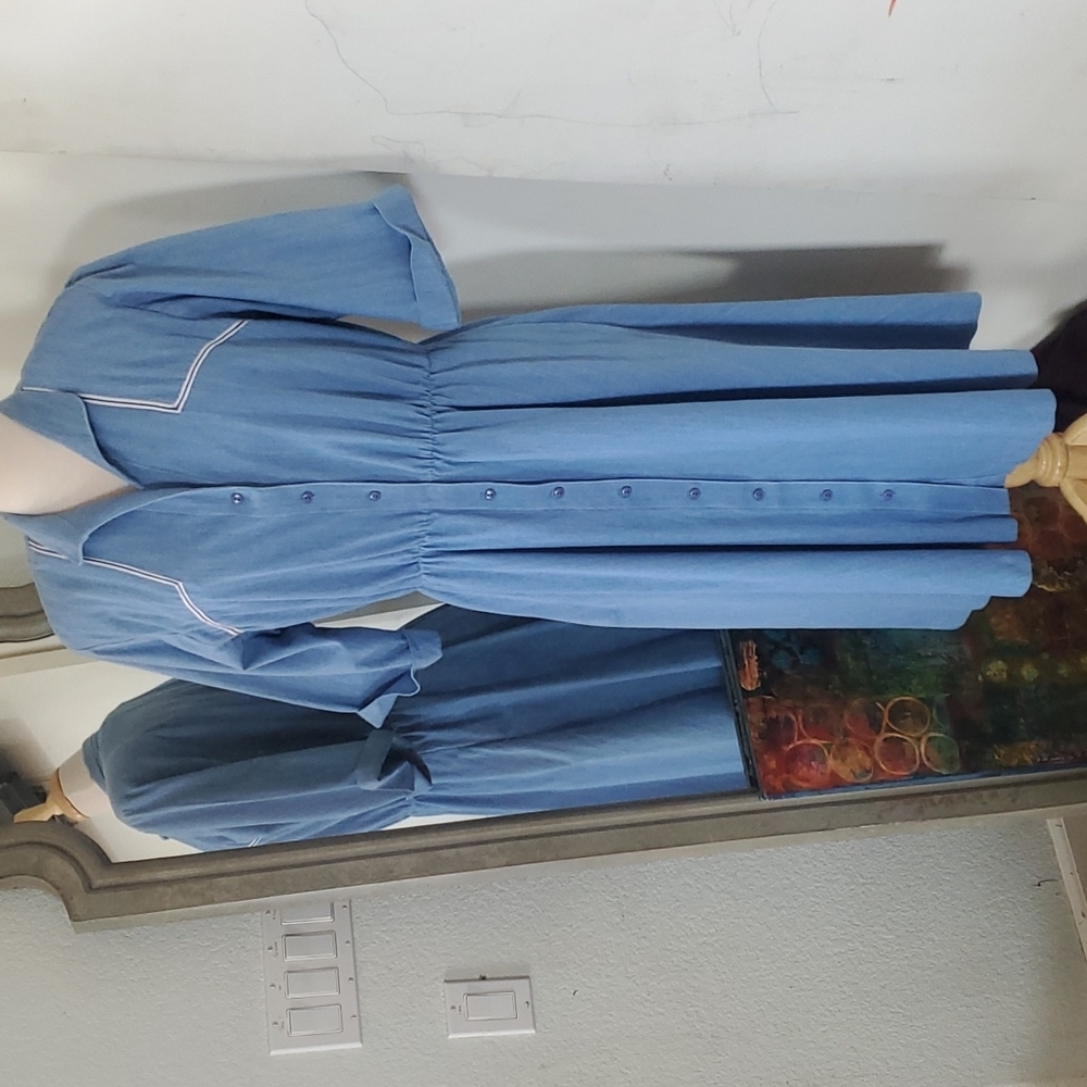 Willi Smith Light Blue Button-Front Midi Dress